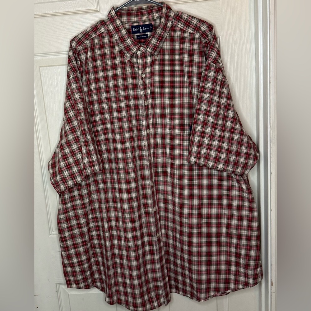 Vintage Ralph Lauren @Y2k crisp 100% cotton plaid Men’s Shirt 3XLT Tall